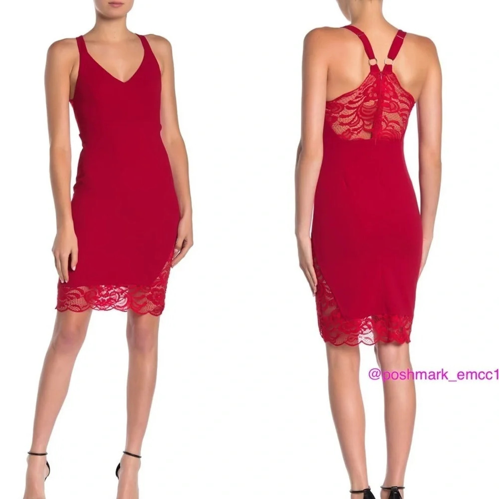 Velvet Torch Red Lace Sheath Dress Racerback NWT